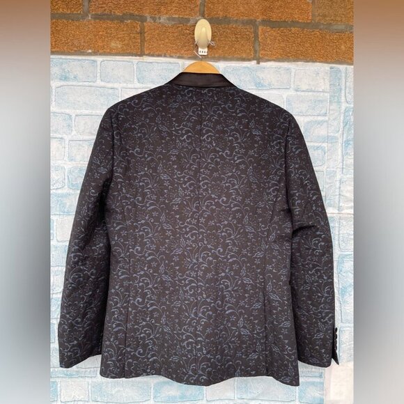 Zara Man VIP Night Out Evening Blue & Black Metallic Blazer Jacket size 42 - Picture 8 of 15